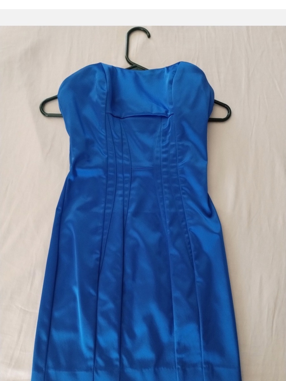 bebe Cobalt Blue Strapless Satin Cocktail Dress